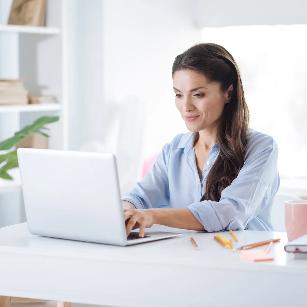 woman doing online assessment